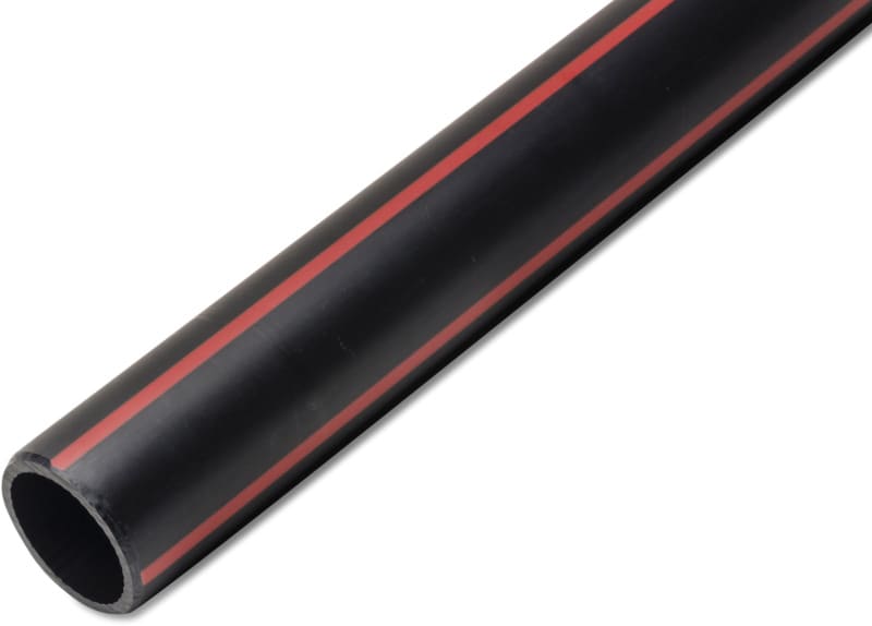 DIETZEL - LWL-Rohr 50X4,6mm schwarz aus PE-HD 1A, 250m Ring, Streifen: 4X1 rot (ähnlich RAL 3020), Doppelsignierung: UNIVOLT NEUTRAL
