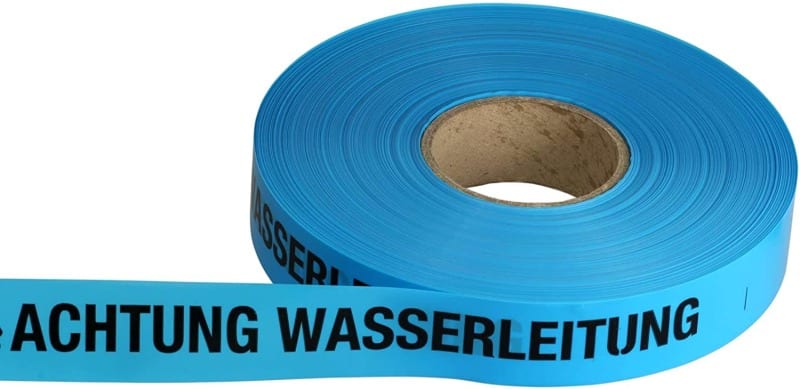 DIETZEL - Ortungswarnband 40mm/250m, mit 2 Stahldrähten Achtung Wasserleitung, Farbe blau