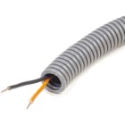DIETZEL - PVC-Panzerflexrohr, Ø 20mm, 33412, biegsam, mittel, mit Turborillen, vorverdrahtet, grau, 50 m + YE 2x1,5 mm² sw,or