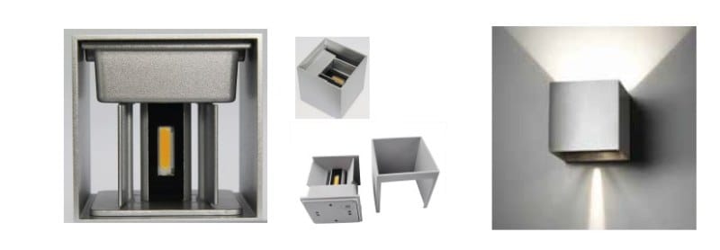 MLIGHT - LED Außenwandleuchte CUBE, silber 6W/ 3000K, 500lm, 300mA, 230V, IP54