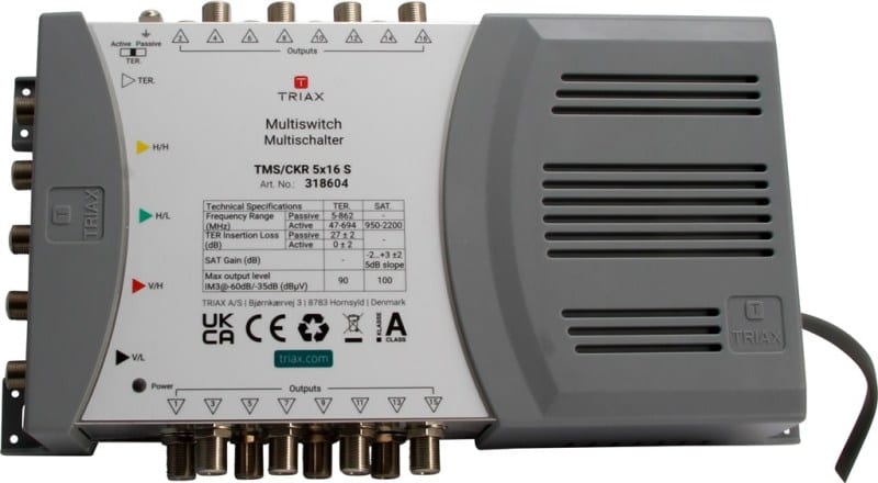 TRIAX - Multischalter 4SAT+1terr. 16fach Netzteil terr.aktiv/passiv
