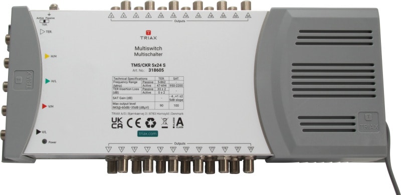 TRIAX - Multischalter 4SAT+1terr. 24fach Netzteil terr.aktiv/passiv