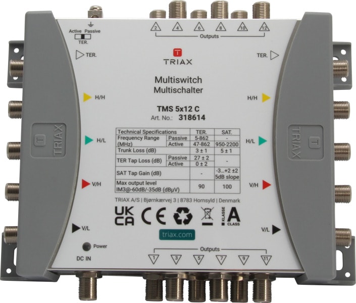 TRIAX - Multischalter 4SAT+1terr. 12f ext.Netzt terr.akt/pass kaskad