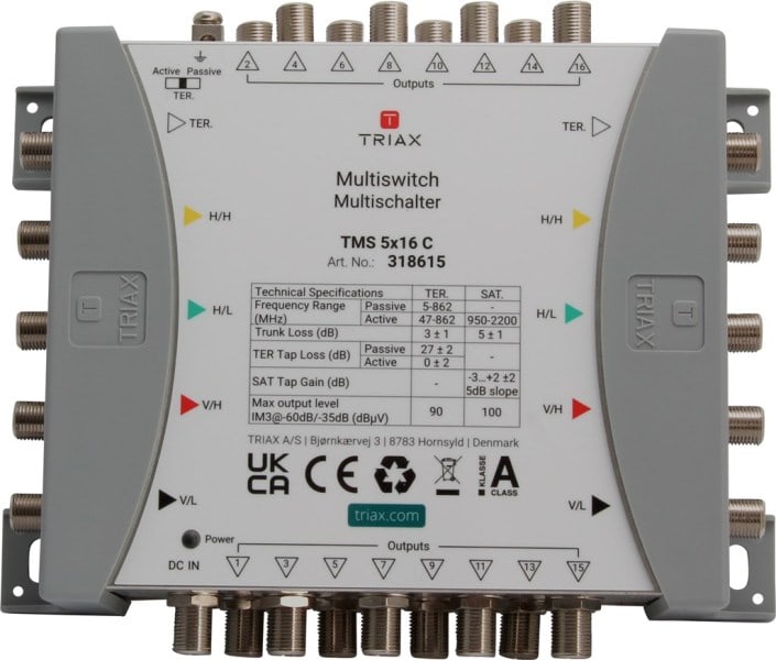TRIAX - Multischalter 4SAT+1terr. 16f ext.Netzt terr.akt/pass kaskad