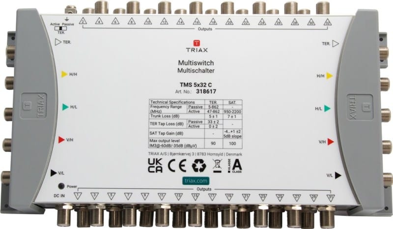 TRIAX - Multischalter 4SAT+1terr. 32f ext.Netzt terr.akt/pass kaskad