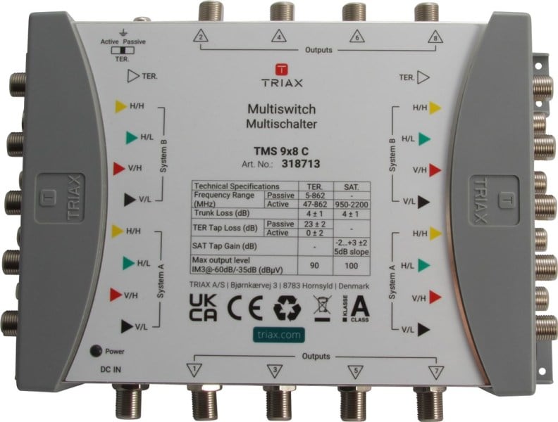 TRIAX - Multischalter 8SAT+1terr. 8f. ext.Netzt terr.akt/pass kaskad