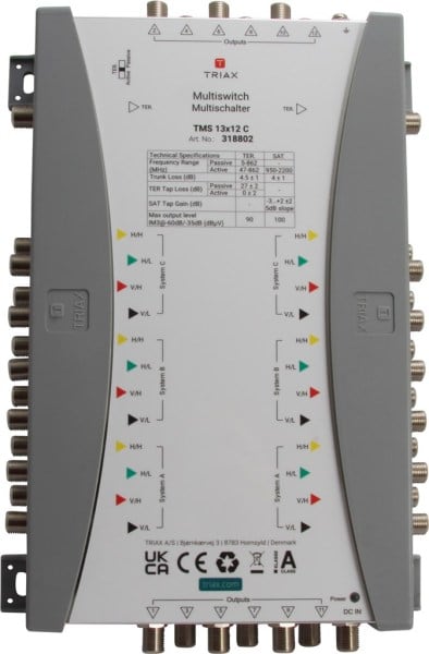TRIAX - Multischalter 12SAT+1terr 12f ext.Netzt terr.akt/pass kaskad