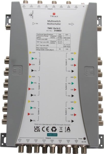 TRIAX - Multischalter 12SAT+1terr 16f ext.Netzt terr.akt/pass kaskad