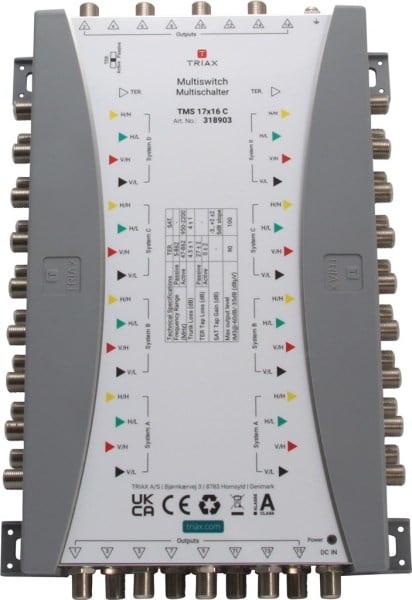 TRIAX - Multischalter 16SAT+1terr 16f ext.Netzt terr.akt/pass kaskad