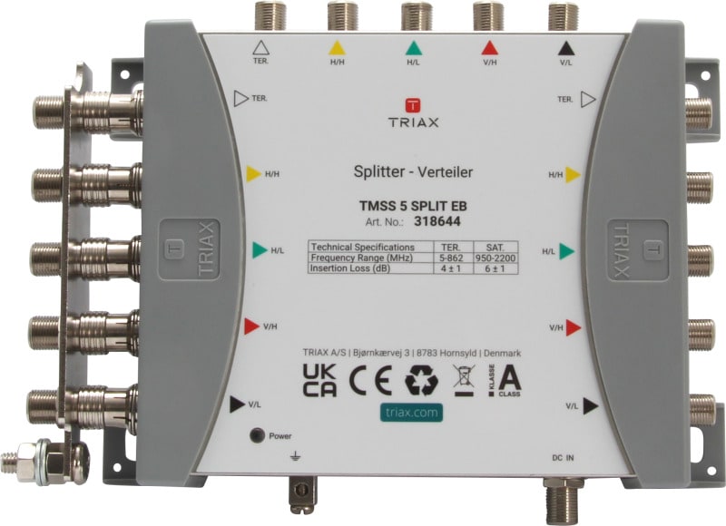 TRIAX - Verteiler 2-fach 4SAT+1terr auf 8SAT+2terr 6dB SAT 4dBt terr