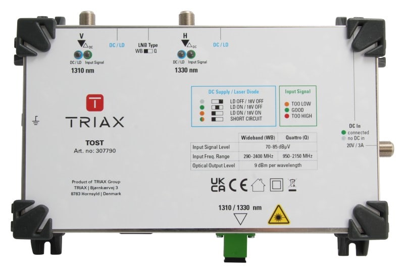 TRIAX - Optischer SAT-Transmitter f.2Ebenen Dämpfung:1000m/0.3dB