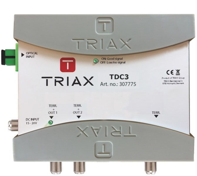 TRIAX - Sat-Wideband-DSCR Rückumsetzer opt. 2Ausg. SC/APC Ausg:F-Bu.