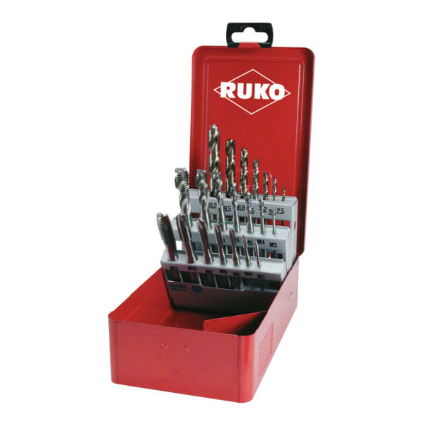 RUKO - Maschinengewindebohrer-Satz HSSE-Co 5 in Industriekassette 21-teilig