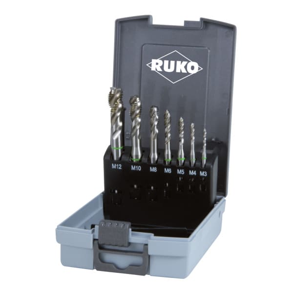 RUKO - Maschinengewindebohrer-Satz HSSE-Co 5 in Kunststoffkassette 7-teilig