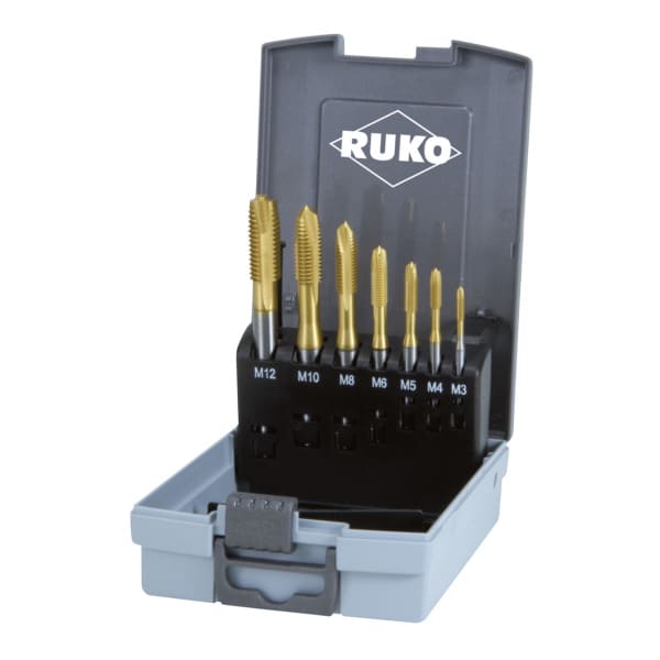 RUKO - Maschinengewindebohrer-Satz HSS in Kunststoffkassette 7-teilig