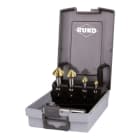 RUKO - Kegel- und Entgratsenker-Satz DIN 335 Form C 90° HSS-TiN in ABS-Kunststoffkassette - 5 tlg.