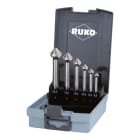 RUKO - Kegel- und Entgratsenker-Satz DIN 335 Form C 90° HSS mit langem Zylinderschaft in ABS-Kunststoffkassette - 6 tlg.