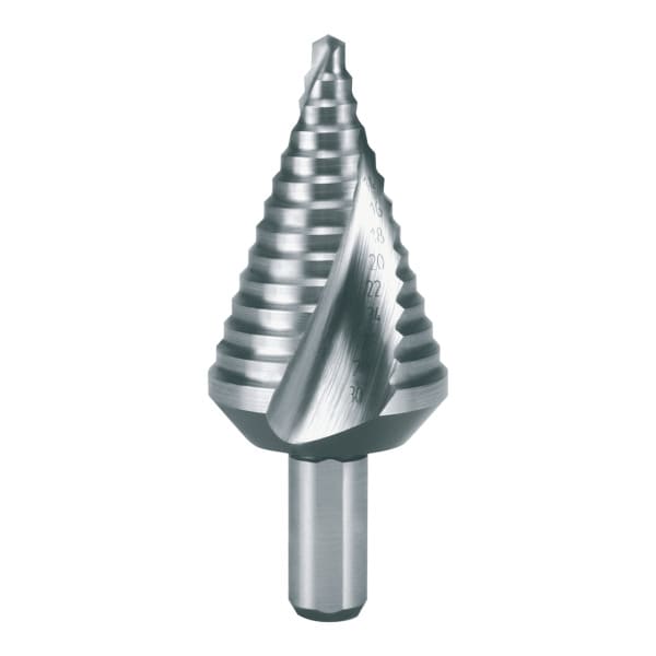 RUKO - Stufenbohrer HSS, spiralgenutet mit Kreuzanschliff, in kurzer Ausführung
