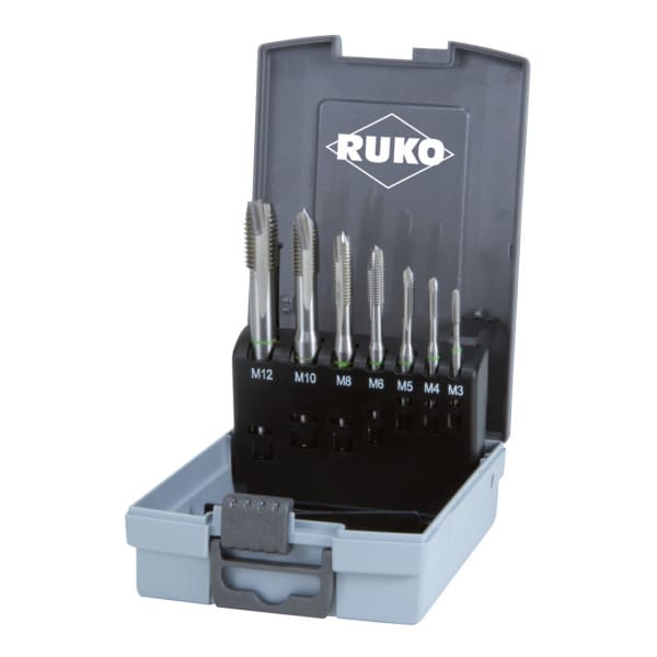 RUKO - Maschinengewindebohrer-Satz HSSE-Co 5 in Kunststoffkassette 7-teilig
