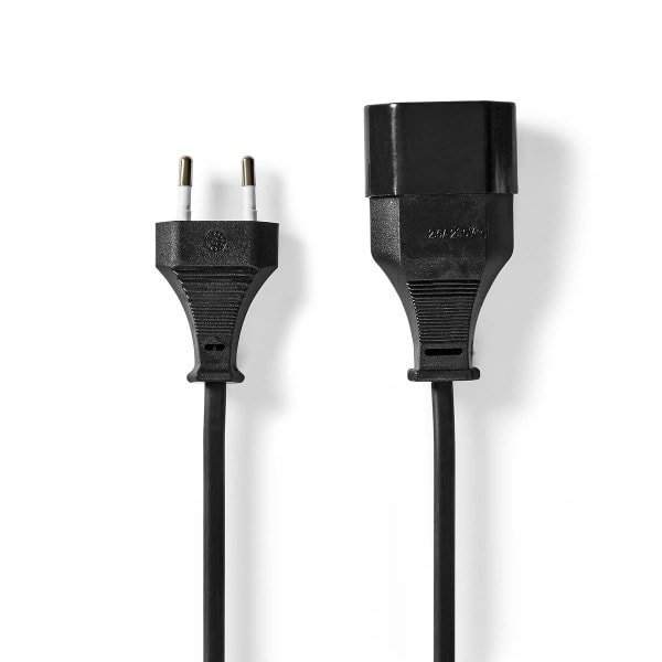 NEDIS - Stromkabel Euro Männlich - Euro Weibl. IEC-320-C1 PVC 2m sw