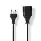 NEDIS - Stromkabel Euro Männlich - Euro Weibl. IEC-320-C1 PVC 2m sw