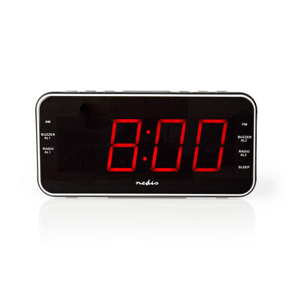 NEDIS - Radiowecker dig. LED 1x3.5mm Audio-Eingang Timer sw