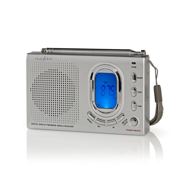 NEDIS - Weltempfänger digital 1.5W AM/FM/SW Wecker Kopfh. Timer grau