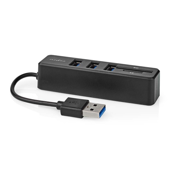 NEDIS - USB-Hub 5Ports 1xUSB-A 3xUSB-A-Buchse SD+MicroSD sw