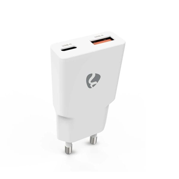 NEDIS - Netzladegerät 20W PD3 1.5/2/2.22A 2xOut USB-A/-C™ auto.Spannungsw. ws