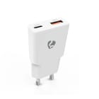 NEDIS - Netzladegerät 20W PD3 1.5/2/2.22A 2xOut USB-A/-C™ auto.Spannungsw. ws