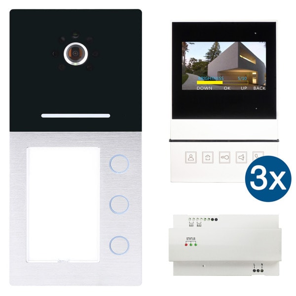HHG - Video Aufputz 3-Familienhaus Set Basic 2-Draht