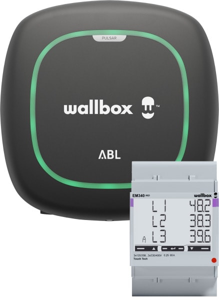 ABL E-MOBILITY - Wallbox ABL Pulsar Dienstwagen Bundle Ladestation 11 kW mit fest angeschlagenem Ladekabel und MID Meter Pulsar inkl. Steckerhalterung mit Ka