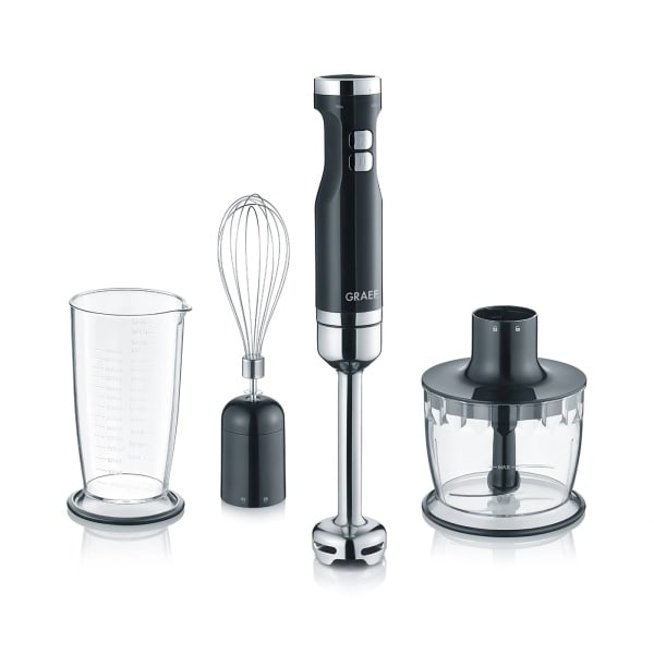 GRAEF - Stabmixer-Set 800W 13000U/min stufenlos + Turbo 4Edelstahlklingen sw ed