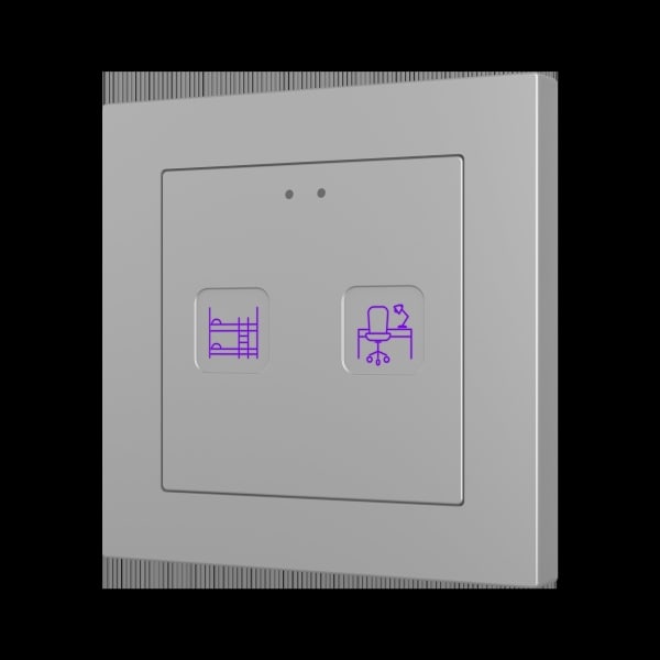 ZENNIO - Tecla RGB 55 X2. Kapazitiver Taster 55x55-2 Tasten-Custom Design