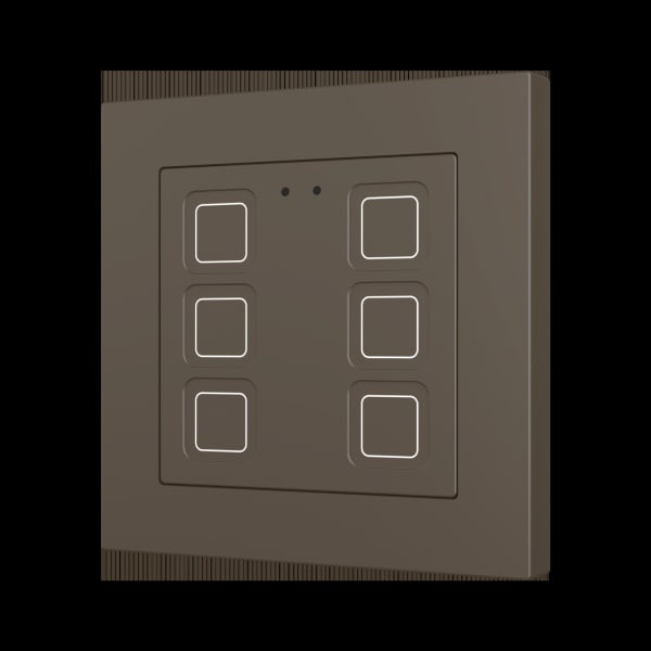ZENNIO - Tecla RGB 55 X6. Kapazitiver Taster 55x55-6 Tasten-Mokka