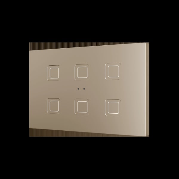 ZENNIO - Tecla RGB XL 6. Kapazitiver Taster-6 Tasten-Champagne