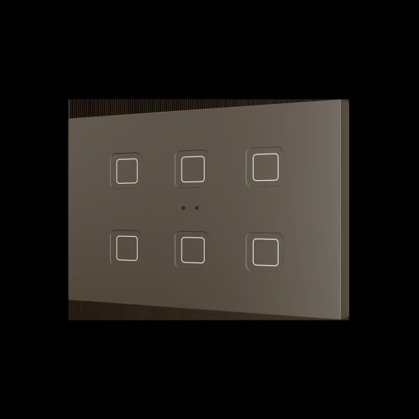 ZENNIO - Tecla RGB XL 6. Kapazitiver Taster-6 Tasten-Mokka