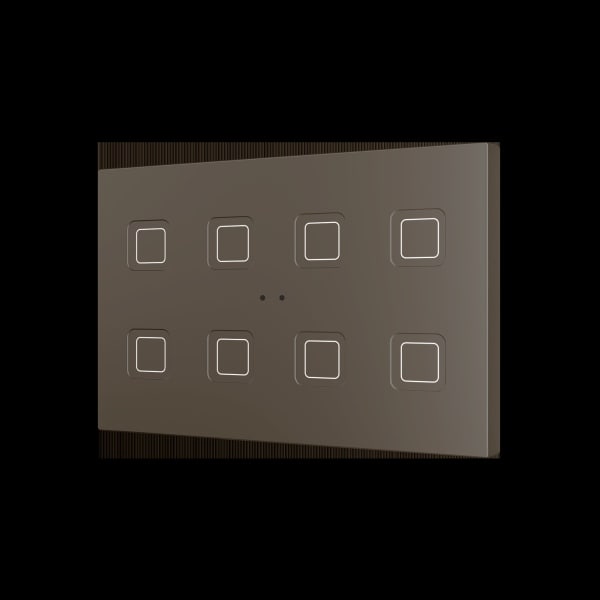ZENNIO - Tecla RGB XL 8. Kapazitiver Taster-8 Tasten-Mokka