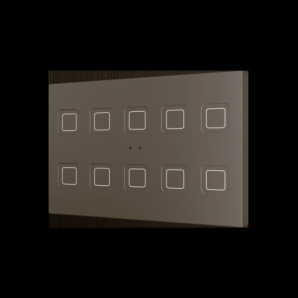 ZENNIO - Tecla RGB XL 10. Kapazitiver Taster-10 Tasten-Mokka