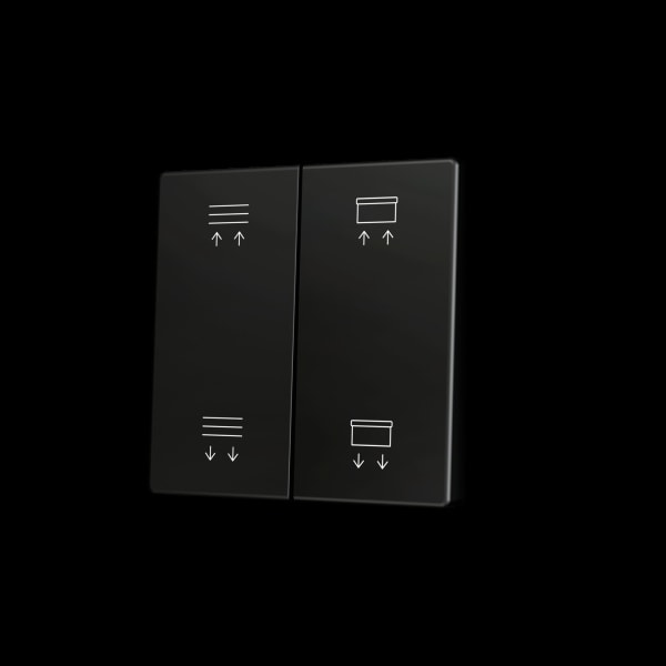 ZENNIO - ZS55. Tasterabdeckung f. Soft KNX Doppeltaster 55x55mm. Schwarz