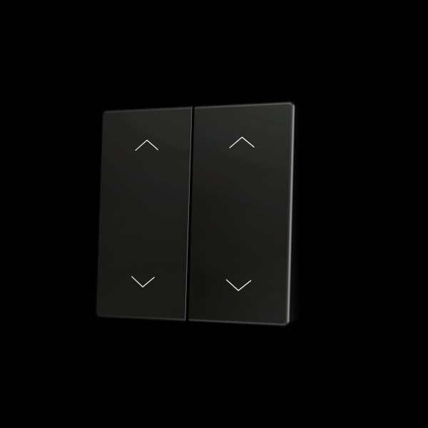 ZENNIO - ZS55. Tasterabdeckung f. Soft KNX Doppeltaster 55x55mm. Jalousie -Schwarz