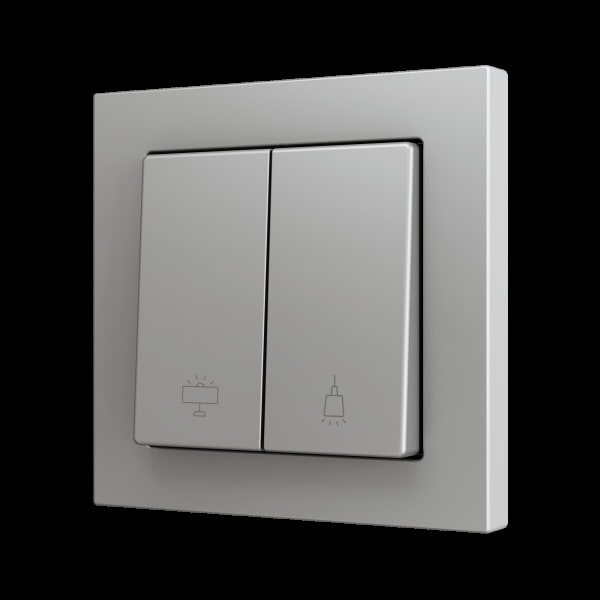 ZENNIO - ZS55. Soft Doppeltaster für 2 Binäreingänge 55x55mm-Silber-Custom Design