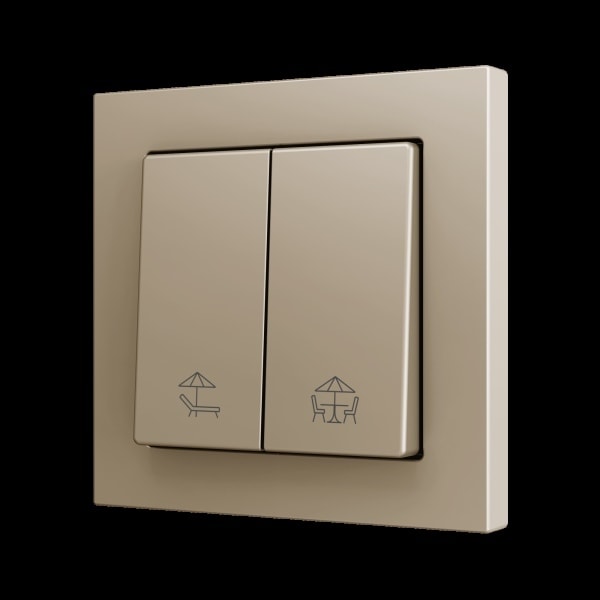 ZENNIO - ZS55. Soft Doppeltaster für 2 Binäreingänge 55x55mm-Champagne-Custom Design