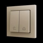 ZENNIO - ZS55. Soft Doppeltaster für 2 Binäreingänge 55x55mm-Champagne-Custom Design