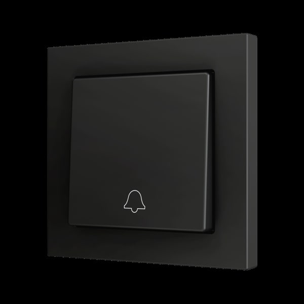 ZENNIO - ZS55. Soft Einfachtaster für 1 Binäreingang 55x55mm-Klingel Symbol-Schwarz
