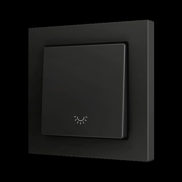 ZENNIO - ZS55. Soft Einfachtaster für 1 Binäreingang 55x55mm-Licht Symbol-Schwarz
