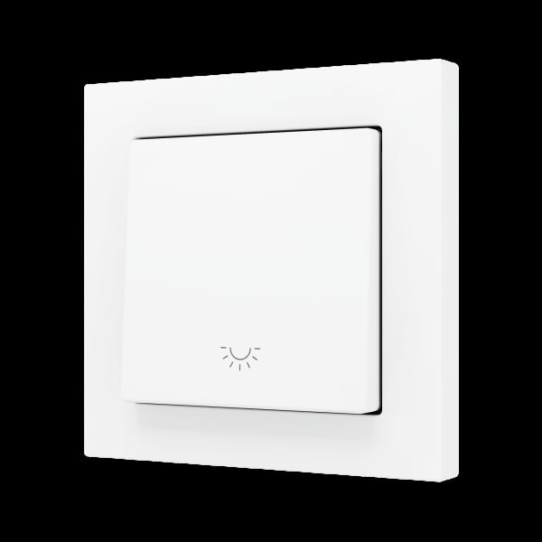 ZENNIO - ZS55. Soft Einfachtaster für 1 Binäreingang 55x55mm-Licht Symbol-Weiß matt