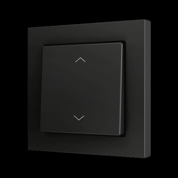 ZENNIO - ZS55. Soft Einfachtaster für 2 Binäreingänge 55x55mm-Jalousie Symbol-Schwarz