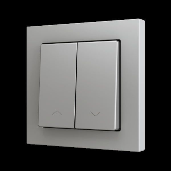 ZENNIO - ZS55. Soft Doppeltaster für 2 Binäreingänge 55x55mm-Jalousie Symbol-Silber