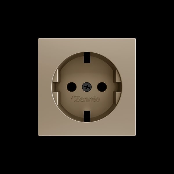 ZENNIO - ZS55. Schuko-Steckdosenabdeckung mit Schrauben 55x55mm-Champagne